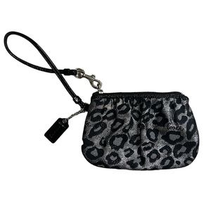 Coach Wristlet, LIKE NEW Black Silver Gray Animal Print, Approx 4X6.5